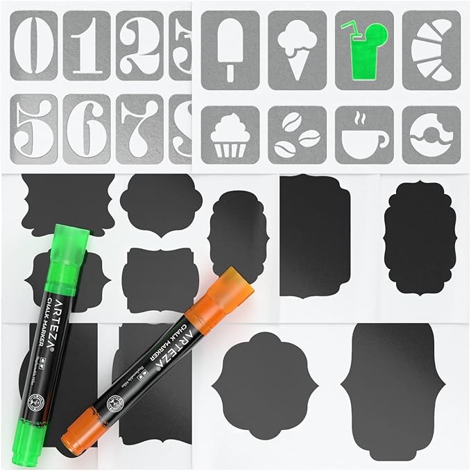 ARTEZA Liquid Chalk Markers, Set of 8 Neon Colors, Erasable & Washable