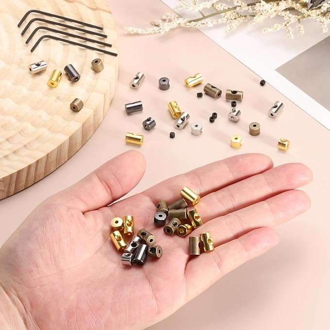 MECCANIXITY 40 Pcs Metal Locking Pin Backs, Locking Pin Keepers Clasp 9mm(H) with 4 Wrench Replacement in Storage Case for Badge, Brooch, Copper Tone