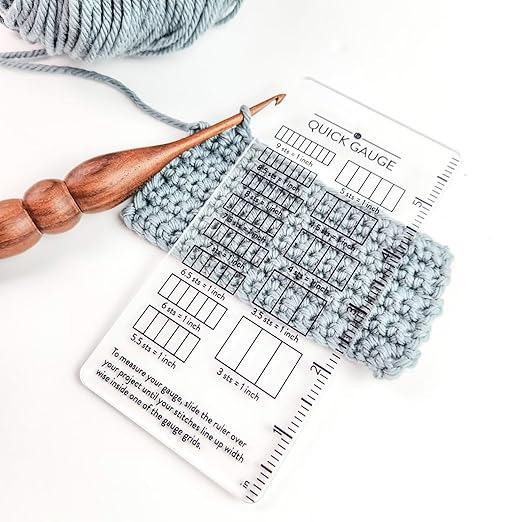Quick Gauge Ruler, Gauge Ruler for Knitting and Crochet, Scarf Keychain Knitting No Counting Needed, Slide Sewing Rulers and Guides for Fabric Stitch Measuring Crochet Tool(4pcs)