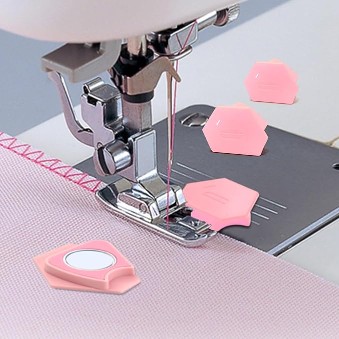 Pcmursal 4 Pieces Magnetic Seam Guide for Sewing Machine, Upgraded Multi-Purpose Tool Polygonal Magnetic Seam Guide with Scale, Sewing Supplies and Accessories (Pink)