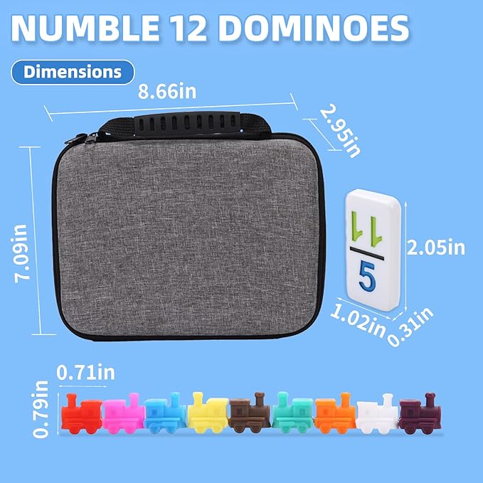 Travel Protable Mexican Train Dominoes Set Numbers Double 12 Dominoes Set with 91 Colored Tiles Number Domino Set for Kids, Adults Family Board Team Games
