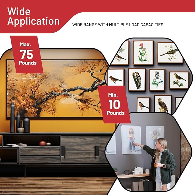303-Piece Picture Hanging Assortment, Heavy Duty Hooks, Nails, Sawtooth, D-Rings, Wire, Level, and Metal Wall Hooks for Picture Framing and Canvas Mounting (Black)