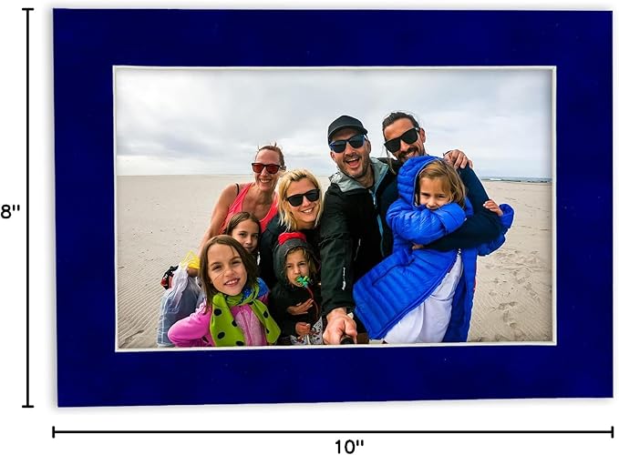 Pack of TEN 8x10 Mats Bevel Cut for 5x8 Photos - Acid Free Royal Blue Suede Precut Matboards For Pictures, Photos, Framing - 4-ply Thickness