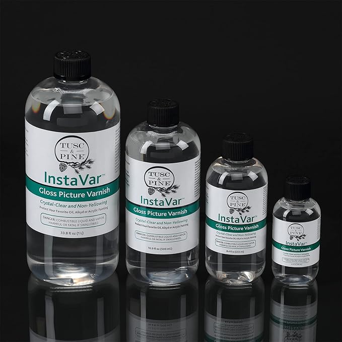 Tusc & Pine InstaVar™ Gloss Picture Varnish - Archival Quality Varnish for Oil, Alkyd, and Acrylic Artists - 16.9oz Bottle - 2 Pack