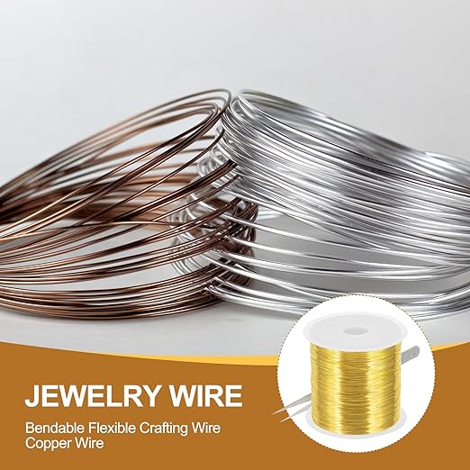 PATIKIL 28 Guage/ 0.3 mm 328 Feet Jewelry Craft Wire, Copper Beading Wire with Plier for Beading Jewelry Making Supplies Earrings Bracelets Accessories Sculptures Gardening, Gold
