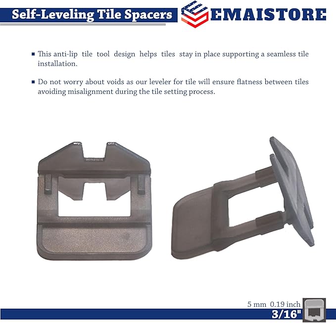Tile Leveling System (3/16 Inch) – 2000 Tile Spacers – Compatible with Most Wedges for Smooth, Seamless Floor & Wall Tile Installation – 5mm Ceramic & Stone Spacers