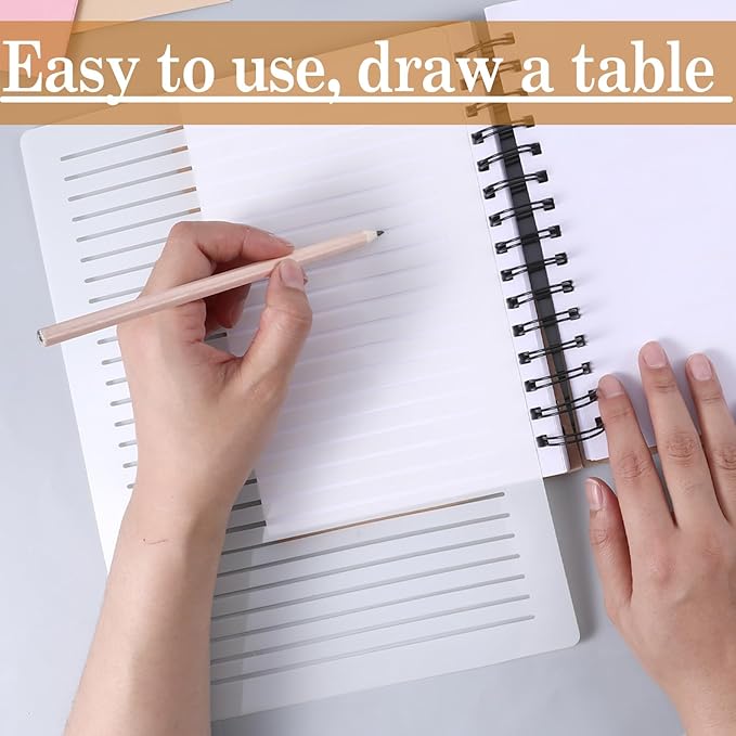 6pcs Straight Line Stencil, Stencils for Journaling,Line Drawing Stencil Lettering Guide,Stencils Templates Set for Card Paper Journal Lettering Writing