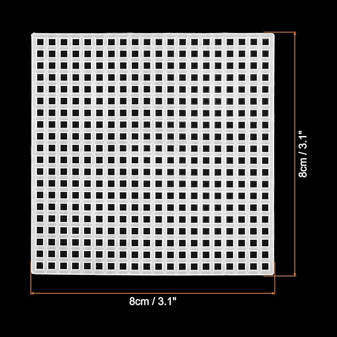 PATIKIL Plastic Mesh Canvas Sheets,10Pcs 3.1 x 3.1inch Cross Needlework Blank Yarn Crafting for Embroidery DIY Bookmarks Cup Mats, White, Square