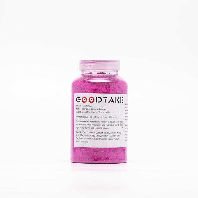 GOODTAKE Concrete Pigment, Rose Red Iron Oxide Pigment Powder, Concrete Cement Dye Color Coloring Powder for Brick, Tile, Clay, Lime, Mortar, Grout, Plaster, Paint, Bath Bombs (Rose Red, 20 oz)