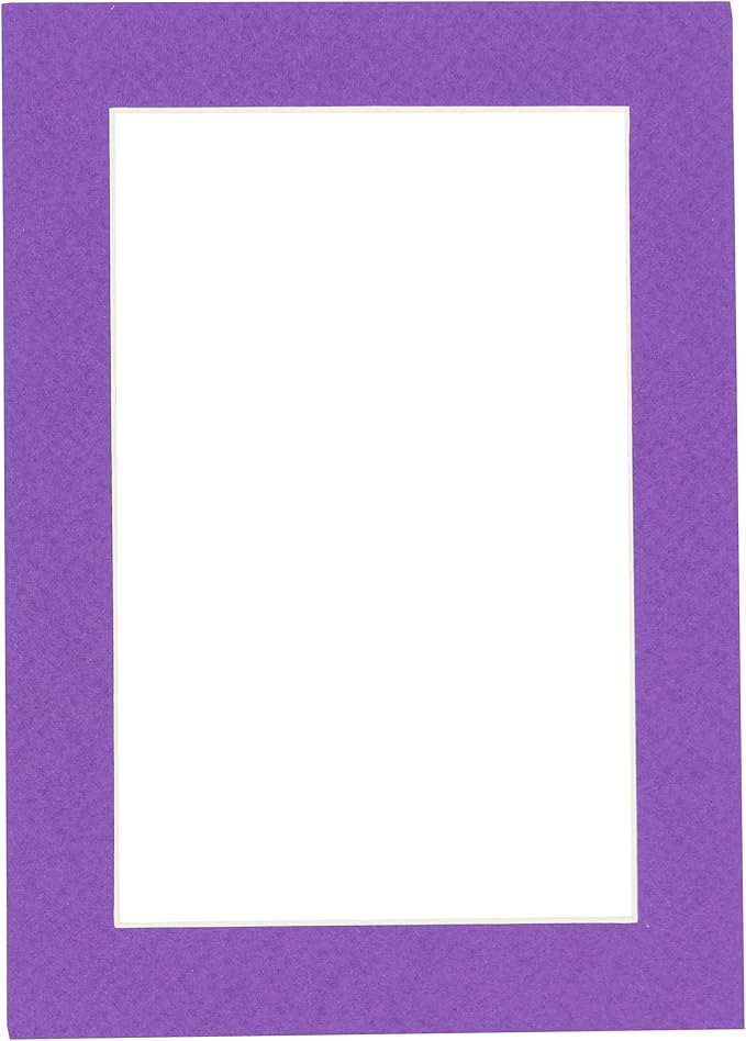 8x10 Mat Bevel Cut for 5x8 Photos - Acid Free Purple Precut Matboard with Backing Board and Crystal Clear, Self Seal Photo Mat Bag - for Pictures, Photos, Framing - 4-ply Thickness