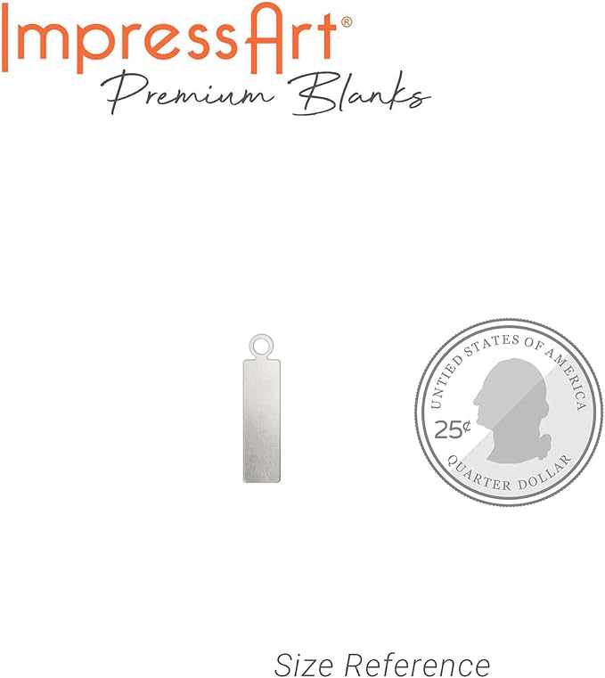 ImpressArt - Premium Metal Stamping Rectangle Blanks for Metal Stamping and Jewelry Making (24 Pack) (5/8" Rectangle Tag w/Ring, Aluminum)