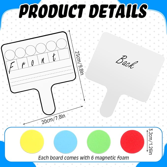Seajan 9 Pcs Magnetic Paddle Set Education Dry Erase Double Side Handheld Answer Board with Magnetic Counters Discs Phonemic Awareness Phonics Games Toy for Students Kids Teaching Supply (Black)