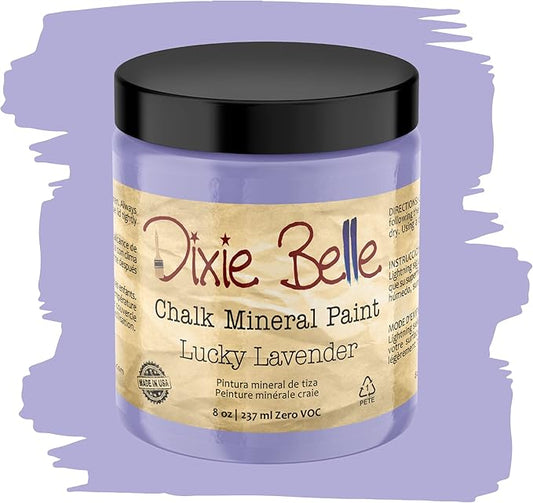 Dixie Belle Paint Company Chalk Finish Furniture Paint - Lucky Lavender (8oz) - Matte Pastel Purple Chic Chalk Mineral DIY Furniture Paint