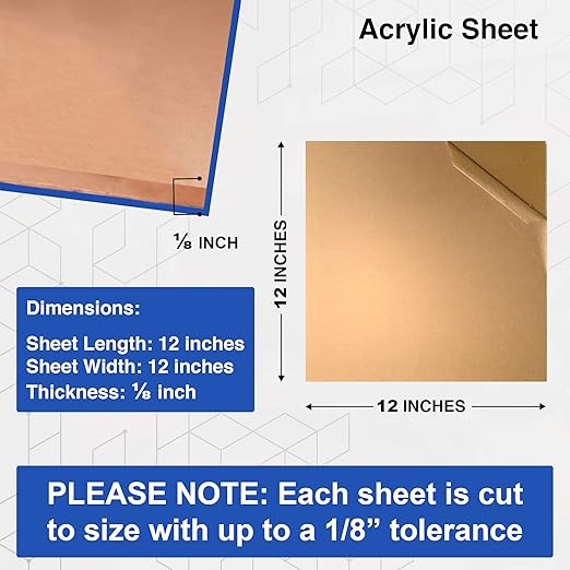 Duco USA-Made Clear Cast Acrylic Sheet 1/8 Inch Thick 12" x 12" - 2 Pack of Transparent Plexiglass Sheet - Lightweight Acrylic Board for Window Replacements, Displays, Signs, and More