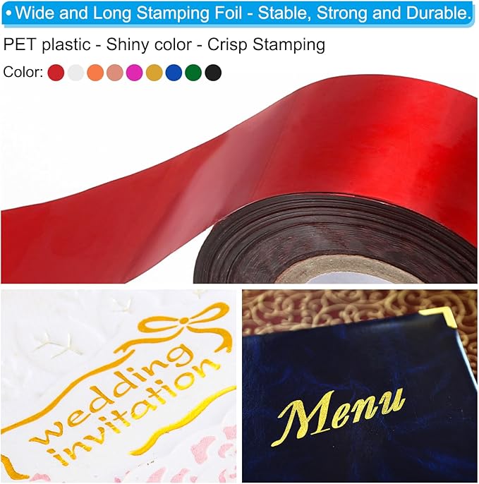 PATIKIL 3.2"x400Ft Hot Stamping Foil Paper,Heat Transfer Hot Stamping Paper Foil Roll for Leather DIY Logo Decor Craft Gift Card Package Scrapbook,Gold