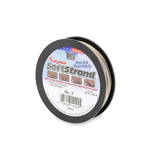 Super Softstrand, Vinyl-Coated Stranded Stainless Steel Picture Wrapping Wire, Size #3, 20 lb / 9 kg, 180 ft / 54 m