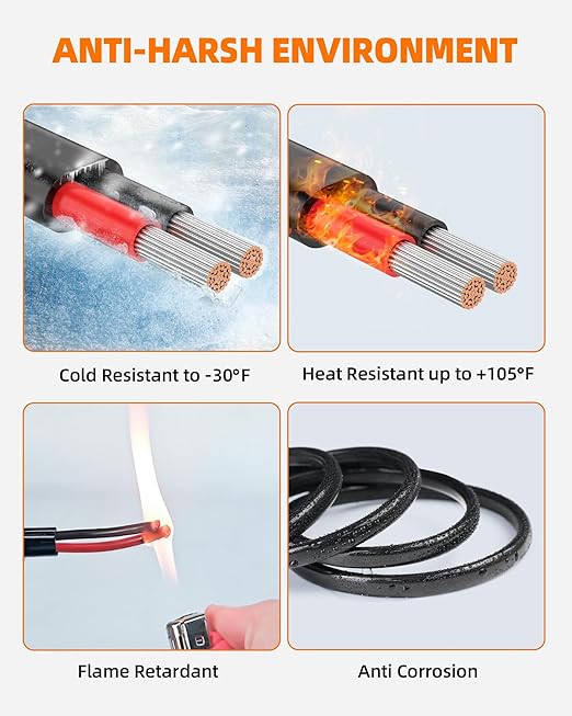 14 Gauge Wire, 14 AWG 2 Conductor Electrical Wire, Flexible/Oxygen-Free Tinned Copper/Stranded PVC 14/2 Cord for Automotive, Marine, LED Strips, Solar, RV, Lighting (50FT)