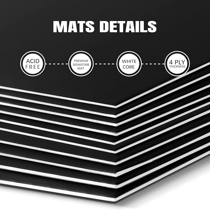 AUEAR, 15 Pack 12x16 Uncut Matte Boards Black Photo Mat Board Great for Picture Framing, Print, Artwork