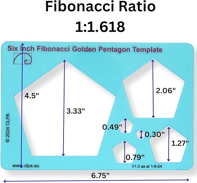 Pentagon Stencil Template for Drawing and Drafting: A Fibonacci-Inspired Pentagon Drawing Tool for Artists Allows The Simple Application of The Golden or Divine Ratio for Artistic Design