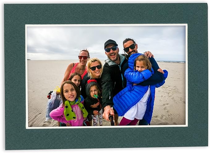 8x10 Mat Bevel Cut for 5.5x8.5 Photos - Acid Free Forest Green Precut Matboard With Backing Board and Crystal Clear, Self Seal Photo Mat Bag - For Pictures, Photos, Framing - 4-ply Thickness