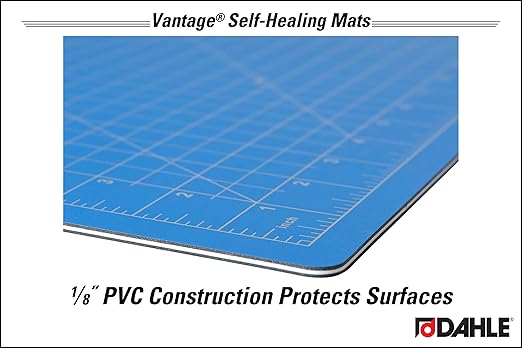 Dahle Vantage 10691 Premium Self-Healing Cutting Mat, 12"x18", 1/2" Grid, 5 Layers for Max Healing, Perfect for Crafts & Sewing, Blue