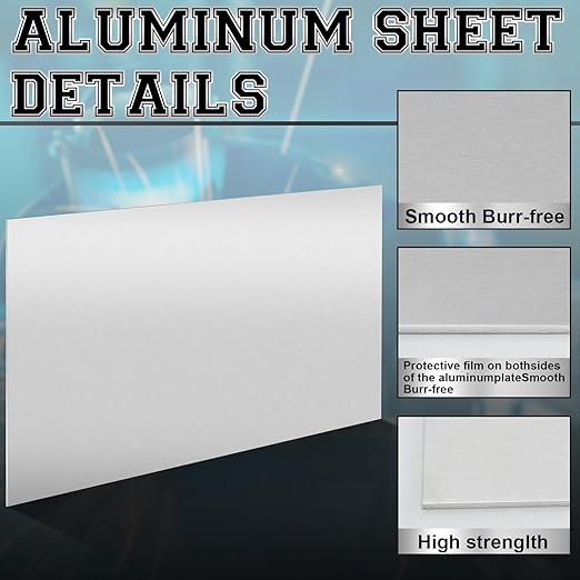 2 Pack 5052 Aluminum Sheet Metal 9" x 12" Aluminum Plate 1/8 (0.125'') Inch Thickness Rectangle Metal Panels for Industry Crafting Handcraft DIY Projects