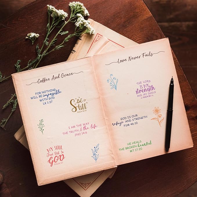 Whaline 4 Sheet Bible Verse Words Clear Stamps Christian God Jesus Silicone Transparent Stamps Border Stamp Cards for DIY Craft Card Making Scrapbooking Embossing Album Decor