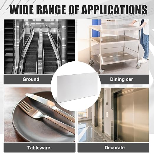 2 Pcs 430 Stainless Steel Sheet Metal 12 x 6 Inches 24GA Metal Plates Panel #4 Brushed Finish Magnetic Mount Board Wall Food Truck Restaurant Crafting Kitchen Floor Trailer Garage Gym