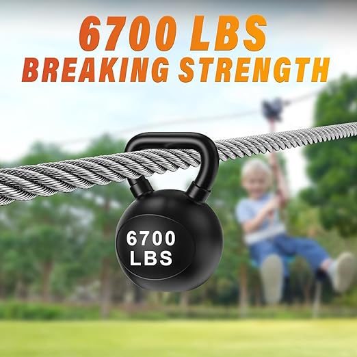 Stainless Steel Cable for Railing - 25FT 1/4" T316 Wire Rope with Clamps and Thimbles - 7 x 19 Strands 6700 LBS Breaking Strength for Outdoor Deck Railing Zipline