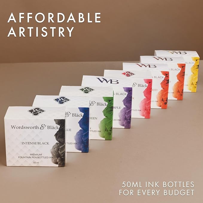 Wordsworth and Black Fountain Pen Ink Bottle (50 ml) Premium Luxury Edition, [Racing Green] Fountain Pens Bottled Ink; Classic Designed Bottle Smooth Flow 50 ml