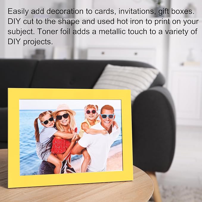 MECCANIXITY 50 Sheets Heat Reactive Foil, 20x29cm Gold Foil Transfer Sheets Toner Reactive Foil Transfer Foil Sheets Hot Foil Stamping Paper for Crafts DIY Cardmaking Album Decoration