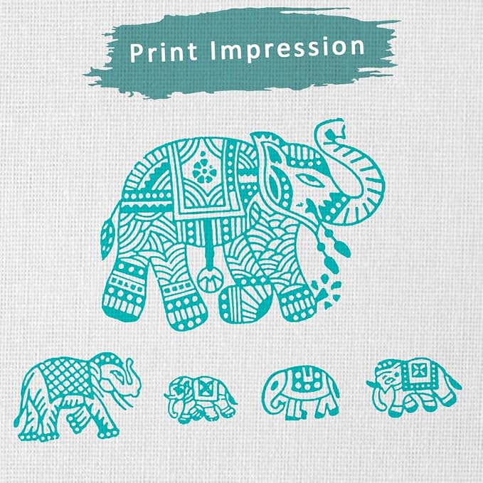 Wooden Block Stamp for Block Printing - Elephant Design Wooden Print Stamp Set of 5, Handcarved Indian Wood Stamps for Crafting on Fabric, Clay & Henna Tattoo HASHCART®