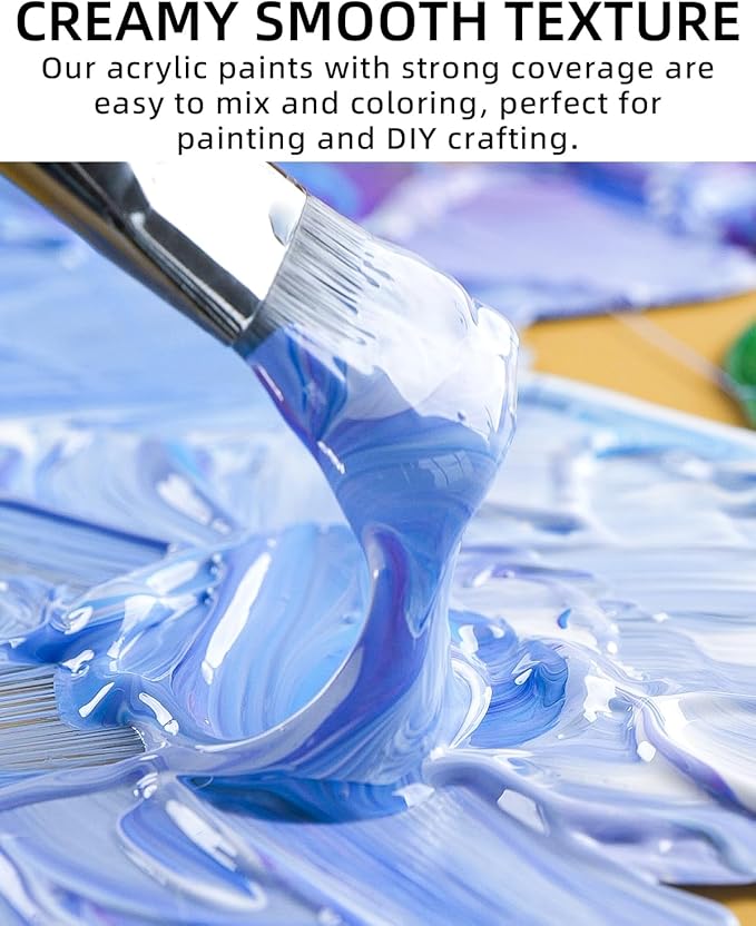 Nicpro 24 Colors Large Bulk Acrylic Paint Set (16.9 oz/500 ml), Rich Pigments Non Toxic, Bulk Painting Supplies for Artist Beginners on Canvas, Wood, Rock, Glass, Ceramic, Crafts with Color Wheel