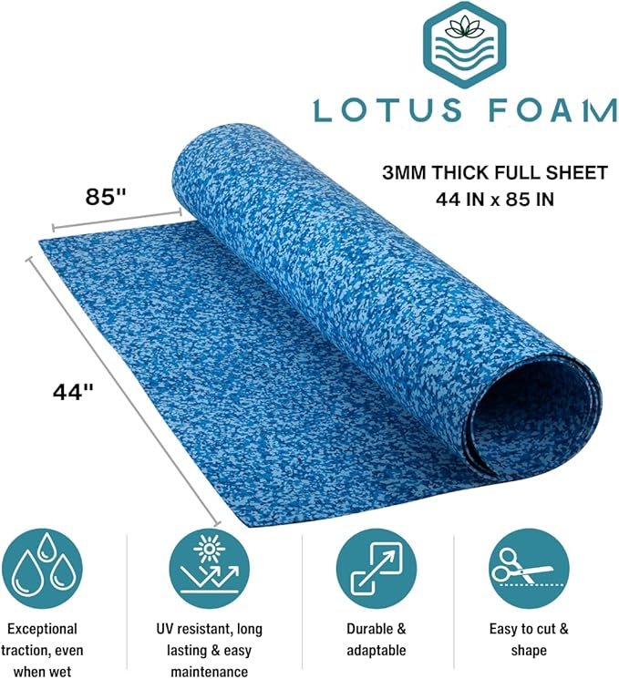 LotusFoam Large 3mm EVA Foam Sheet - 44"x 85" High Density Foam 130 kg/m3 for Cosplay, Costumes, Crafts, Flooring, Outdoor Use - 35 Colors (Aqua Camo) - Aqua Camo