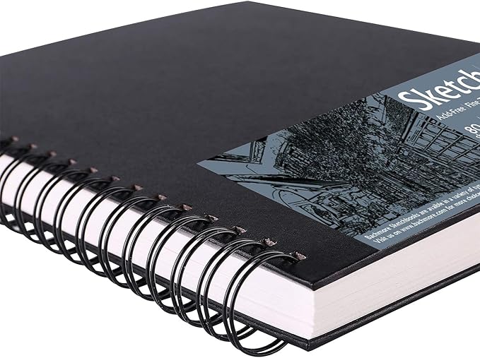 Bachmore 8.5"x11" Hardbound Sketchbook, Left Spiral Sketch Pad with Hardcover, Perforated and Durable Acid Free Drawing Paper, Ideal Art for Kids & Adults, Artist Pro & Amateurs