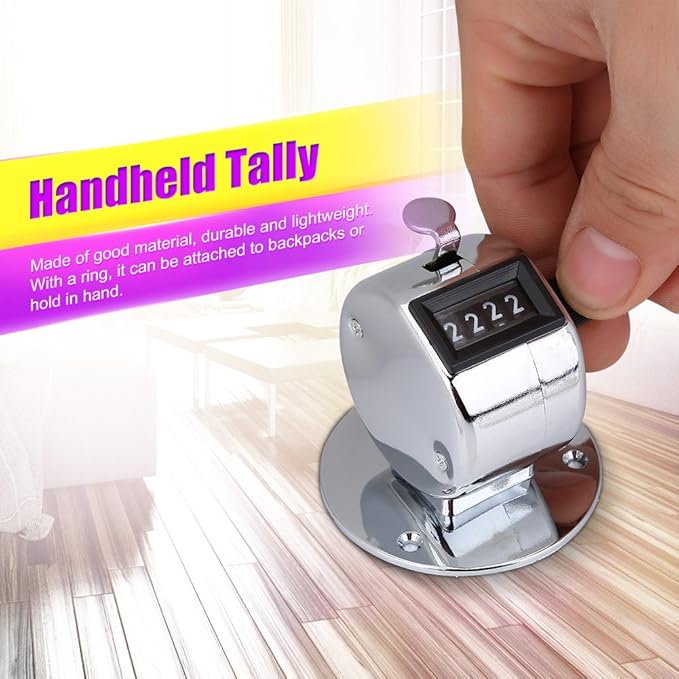 Bnineteenteam 5pcs Hand Tally Counters, 4 Digit Mechanical Palm Counter Handheld Number Click Counter Tally Clicker Counter for Sports Games Golf