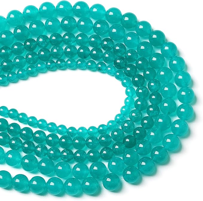 90PCS 8mm Natural Stone Beads Blue Amazonite Jade Stone Round Loose Beads for Jewelry Making DIY Bracelet Necklace 32" 2 Strands