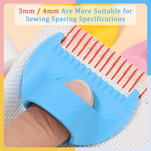 2 PCS Edge Lock Seam Guide, Mini Sewing Finger Ruler for Hand Sewing, DIY Sewing Kit Tool, Sewing Needle Gauge Measuring Guide Yellow, 3mm+4mm