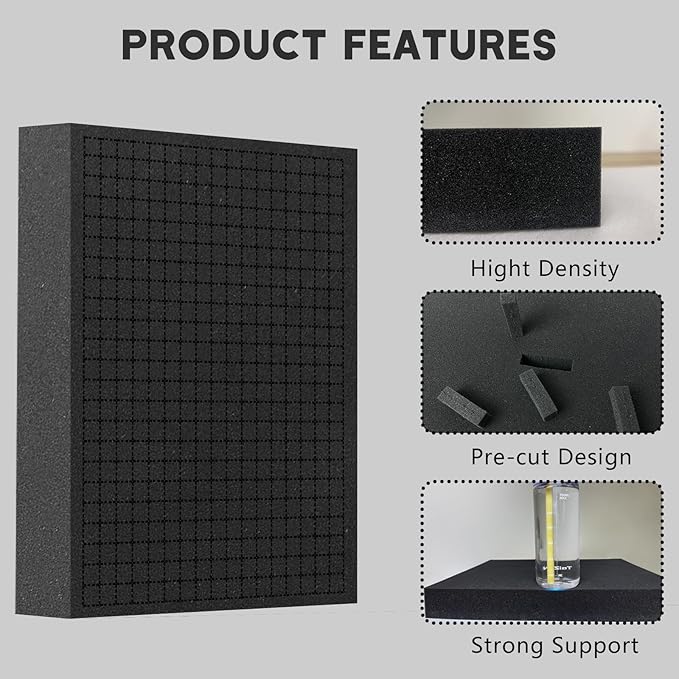 Pick and Pluck Foam Sheets, 1Pcs 16 x 12 x 3 Inch Pick Apart Foam Insert for Camera Storage, Crafts, Tool Box, Storage Drawer