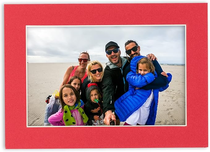8x10 Mat Bevel Cut for 5.5x8.5 Photos - Acid Free Cardinal Red Precut Matboard With Backing Board and Crystal Clear, Self Seal Photo Mat Bag - For Pictures, Photos, Framing - 4-ply Thickness