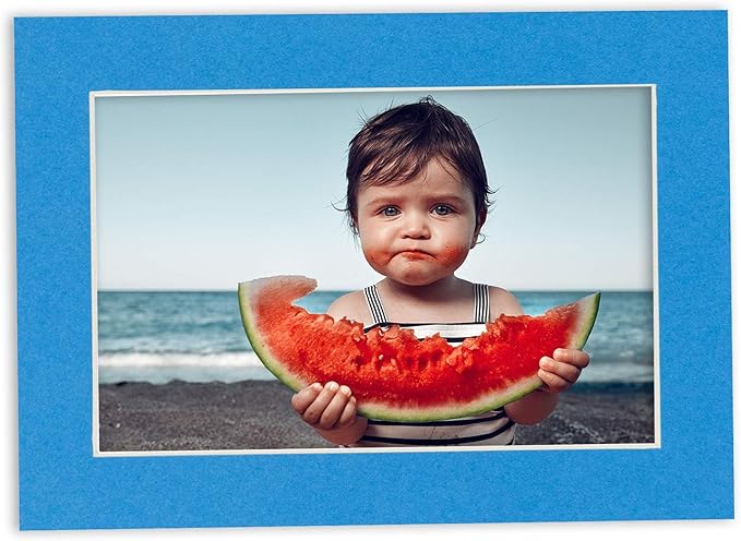 11x14 Mat for 8.5x11 Photo - Precut Bay Blue Picture Matboard for Frames Measuring 11 x 14 Inches - Bevel Cut Matte to Display Art 8.5 x 11 Inches - Acid Free ONE MAT with Backing Board & Clear Bag