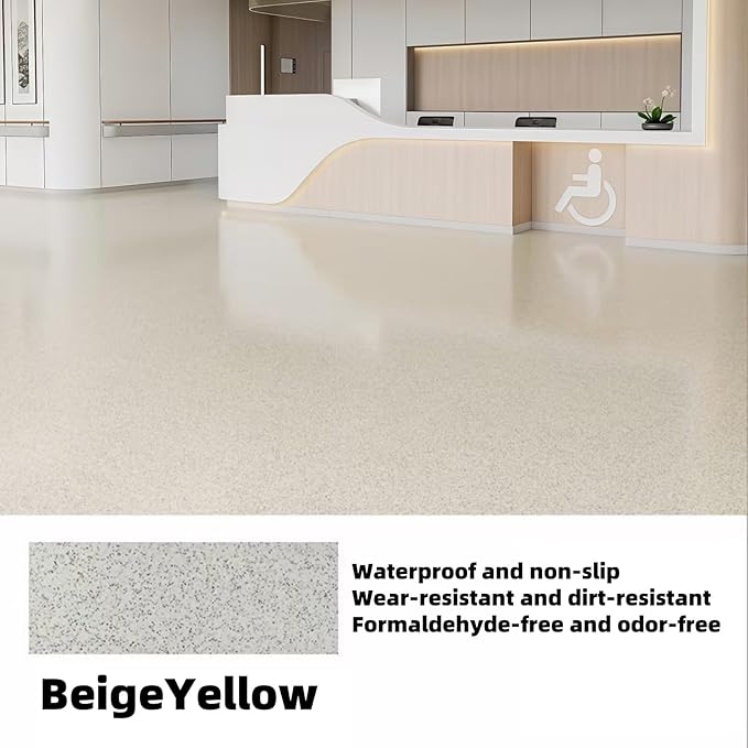 Epoxy Colored Sand Floor Paint, Epoxy Floor Paint High Gloss Marble Effect Coating for Indoor and Outdoor, Wear-resistant and non-slip Self-leveling Coating Yellow 35OZ(1KG)