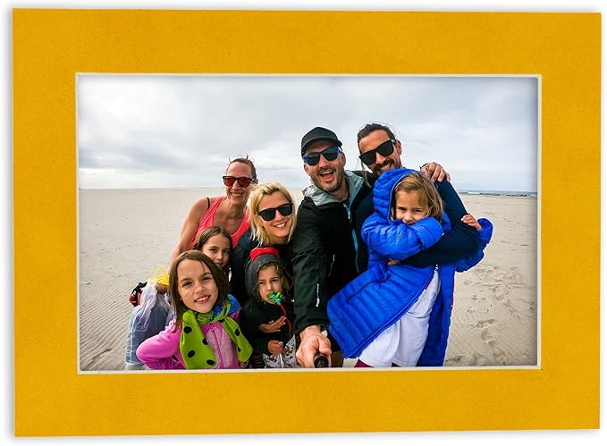 Pack of Ten Acid Free 8x10 Mats Bevel Cut for 5x8 Photos - Bright Yellow Precut Matboards With Backing Boards and Self Seal Photo Mat Bags For Pictures, Photos, Framing - 4-ply Thickness