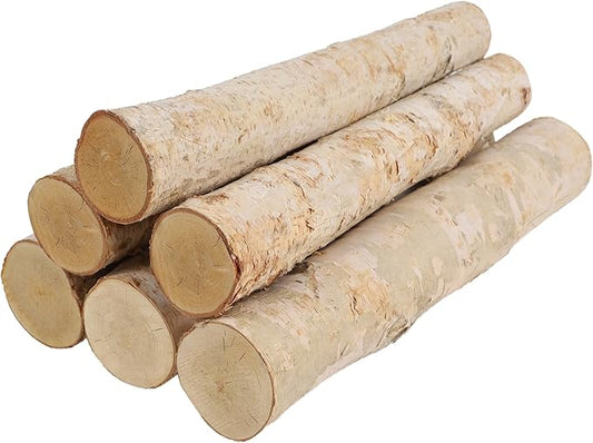 6-Pack White Birch Logs for Fireplace - Birch Tree Logs for Decoration, Decorative Firewood for Faux Mantel, Indoor Decor, DIY Crafts, and Planter Decoration (2.4"-3.2" Dia. x 16" Long)