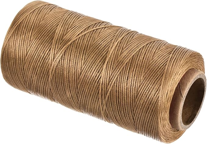 MECCANIXITY Waxed Thread,197 Yard 1mm 210D Flat Wax Thread Polyester Waxed String for Leather Sewing Hand Weaving Book Binding Home Decoration,Brown