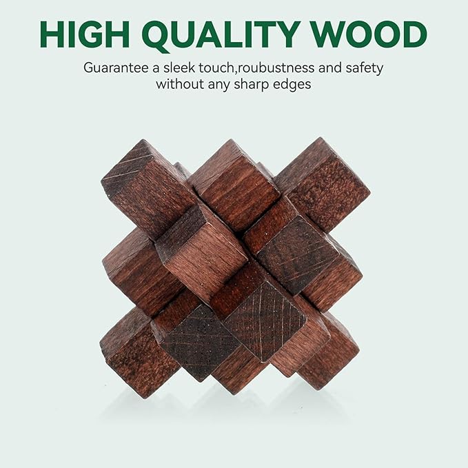 24 Pcs Brain Teaser Puzzles for Adults Teens - Metal Puzzles 3D Puzzle Game Toys for Adults Teens - Wooden Unlock Interlocking Puzzle Adult IQ Education Smart Toys