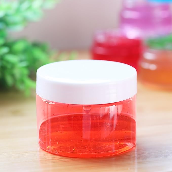 Empty 12 Pack Clear Plastic Storage Favor Jars Wide-mouth Plastic Containers with Lids for Beauty Products, DIY Making or Others (4 oz, White)