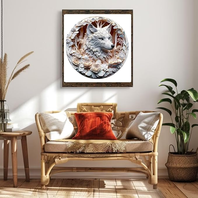 Wooden Puzzles Adults, 3D Wolf Puzzles 300 Pieces, Unique Animal Shaped Wood Challenging Jigsaw Christmas Puzzles Gifts for Adults, 13.4x13.4in