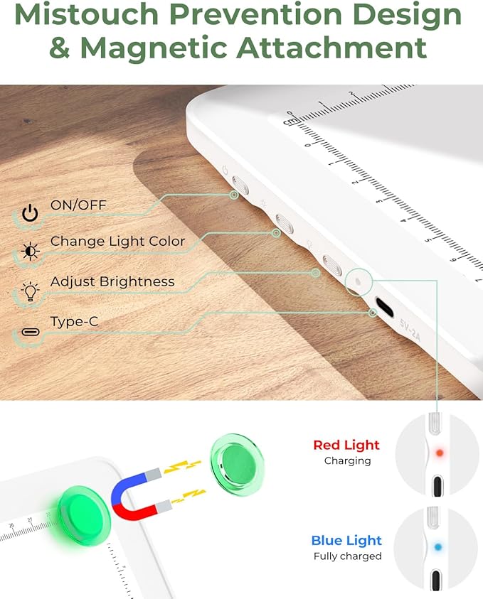 A3 Light Pad for Diamond Painting,Bawaslom Cordless Light Box for Tracing and Drawing with 3 Colors & 6-Level Brightness,Rechargeable LED Drawing Pad for Tracing,Diamond Art,Vinyl Weeding,Sketching