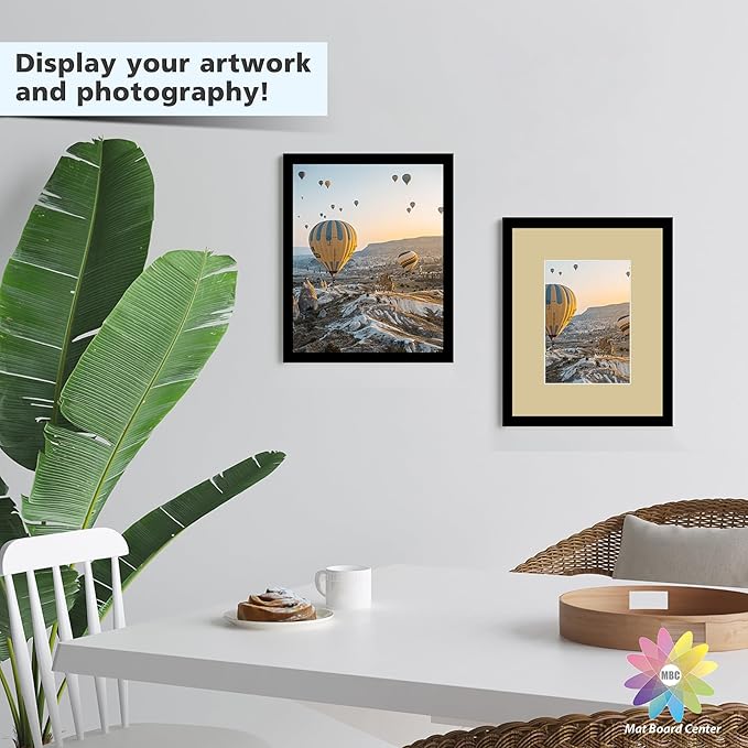 Mat Board Center, Pack of 50, 8x10 for 5x7 Mix Color Picture Mat Sets - Acid Free, 4-ply Thickness, Bevel Pre-Cut White Core - Includes Backing Boards and Clear Bags - for Pictures, Photos, Framing